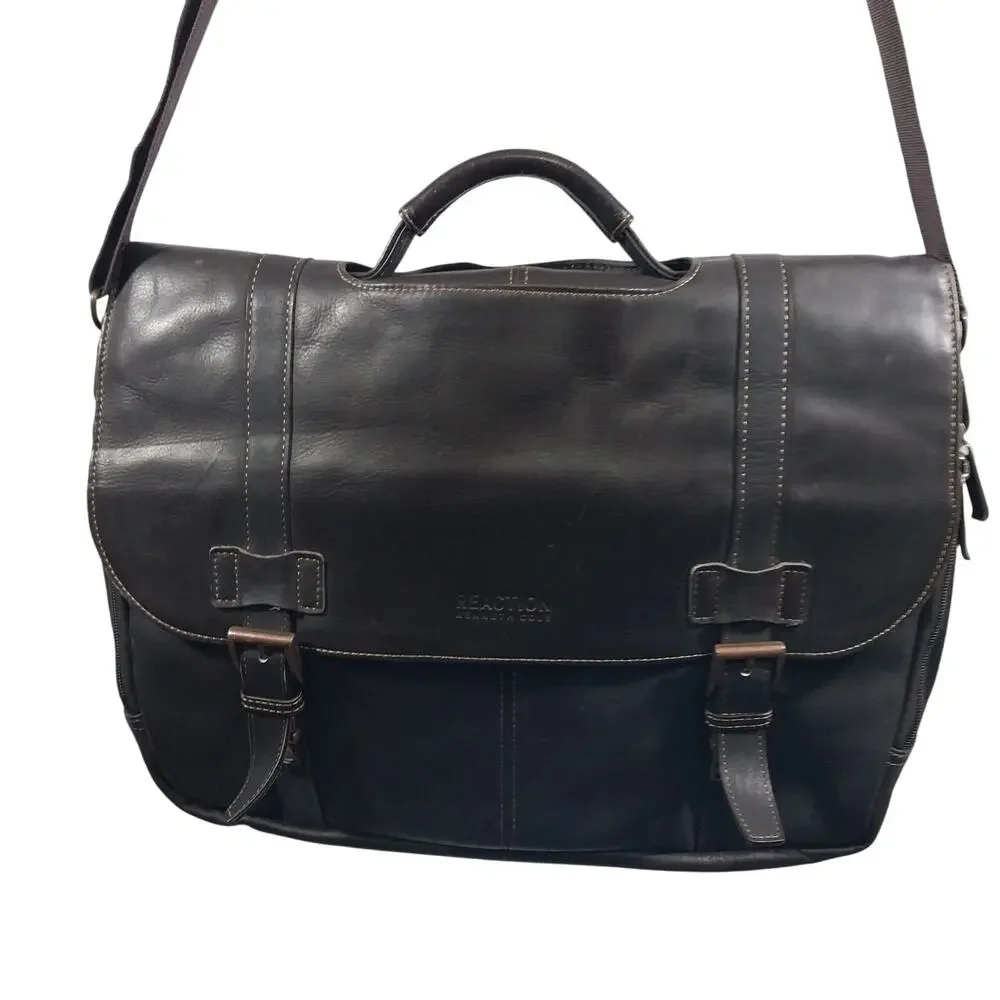 KENNETH COLE REACTION! ESPRESSO BROWN GENUINE LEATHER LAPTOP, BRIEFCASE, BAG! - Picture 3 of 13